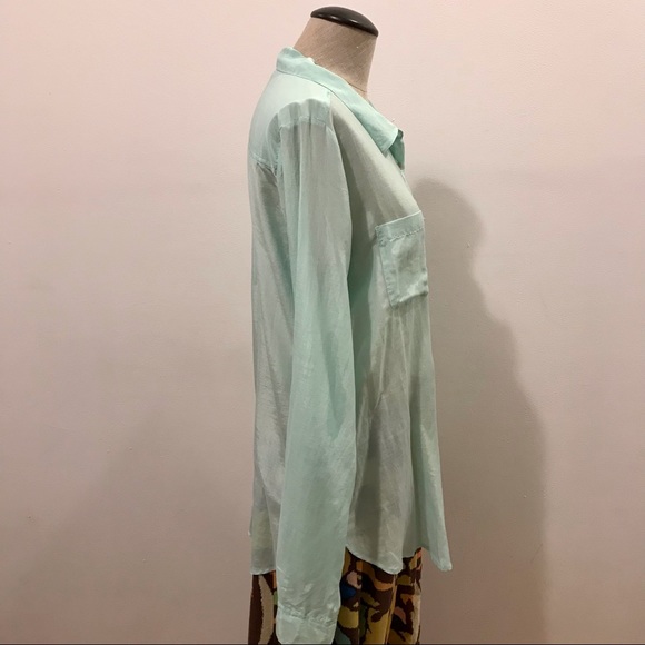 Calypso St. Barth light green cotton and silk button-down shirt. Size M. NWOT - Picture 6 of 13